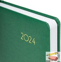 Ежедневник датированный на 2024 год А5 Brauberg Profile, 168 листов, кожзам, зеленый, арт.114878