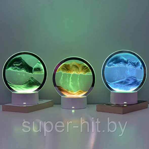Лампа- ночник Зыбучий песок с 3D эффектом Desk Lamp (RGB -подсветка, 7 цветов) / Песочная картина - лампа - фото 2 - id-p219316982