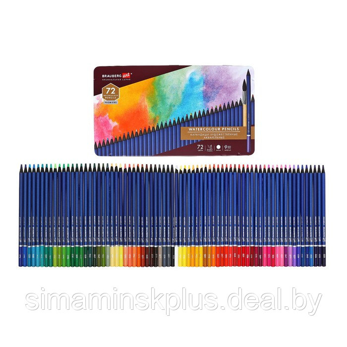 Карандаши акварельные BRAUBERG ART PREMIERE 72 цвета, грифель 4 мм, в металлическом пенале - фото 1 - id-p219320231