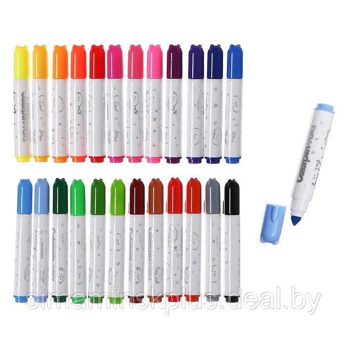 Фломастеры 24 цветов в пластиковом тубусе с ручкой Мишка - фото 1 - id-p219320263