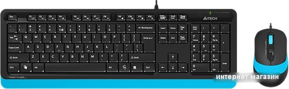 Клавиатура + мышь A4Tech Fstyler F1010 (черный/синий) - фото 1 - id-p219319499