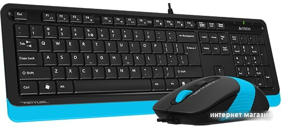 Клавиатура + мышь A4Tech Fstyler F1010 (черный/синий) - фото 3 - id-p219319499