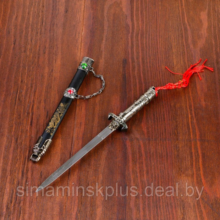 Сувенирный кинжал на подставке, на ножнах дракон, рукоять в форме светового меча, 25 см - фото 2 - id-p219321201