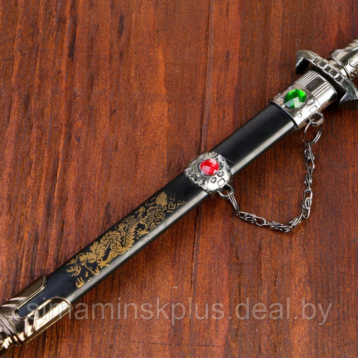 Сувенирный кинжал на подставке, на ножнах дракон, рукоять в форме светового меча, 25 см - фото 5 - id-p219321201