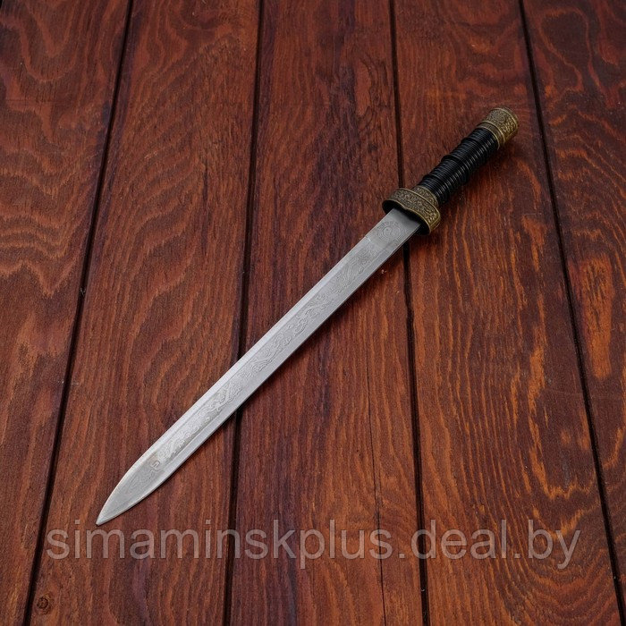 Сувенирный меч, прямой с резьбой по лезвию, ножны пустыня, 3 вставки металл, 40см - фото 4 - id-p219321203