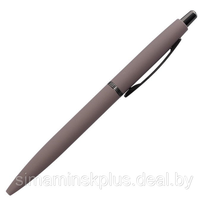 Ручка шариковая автоматическая SAN REMO 1.0 мм, металлический серый корпус, синий стержень, в тубусе - фото 2 - id-p219321191