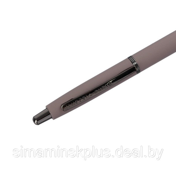Ручка шариковая автоматическая SAN REMO 1.0 мм, металлический серый корпус, синий стержень, в тубусе - фото 3 - id-p219321191