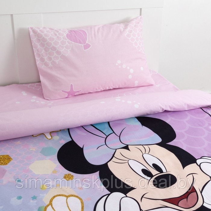 Постельное бельё 1,5 сп "Minnie Mermaid", Минни Маус, 143*215 см, 150*214 см, 50*70 см -1 шт, поплин - фото 2 - id-p219321814