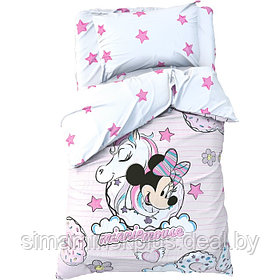 Детское постельное бельё 1,5 сп "Minnie Mouse" с единорогом, 143*215 см, 150*214 см, 50*70 см -1 шт, поплин