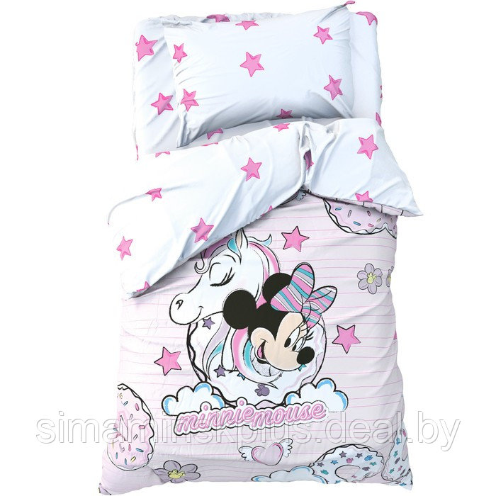 Детское постельное бельё 1,5 сп "Minnie Mouse" с единорогом, 143*215 см, 150*214 см, 50*70 см -1 шт, поплин - фото 1 - id-p219321819