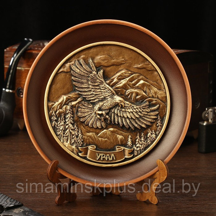 Тарелка сувенирная "Орёл", керамика, гипс, d=16 см - фото 1 - id-p219321245