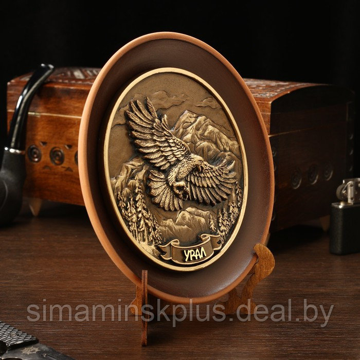 Тарелка сувенирная "Орёл", керамика, гипс, d=16 см - фото 2 - id-p219321245
