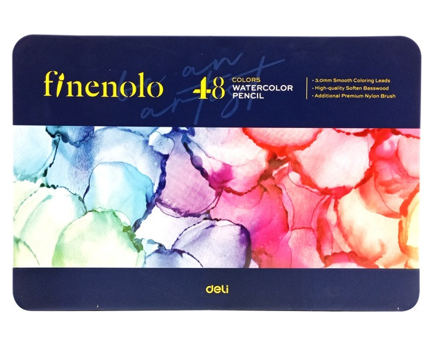 Карандаши цветные акварельные DELI "Finenolo" 48 цветов в металлическом пенале (Цена с НДС) - фото 3 - id-p173127047