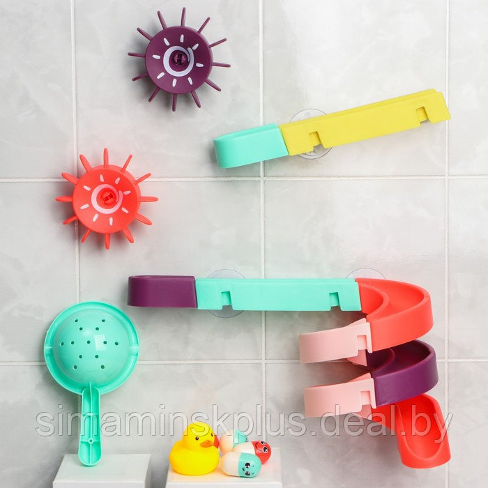 Игрушка водная горка для игры в ванной, конструктор, набор на присосках «Аквапарк мельница» - фото 1 - id-p219322502