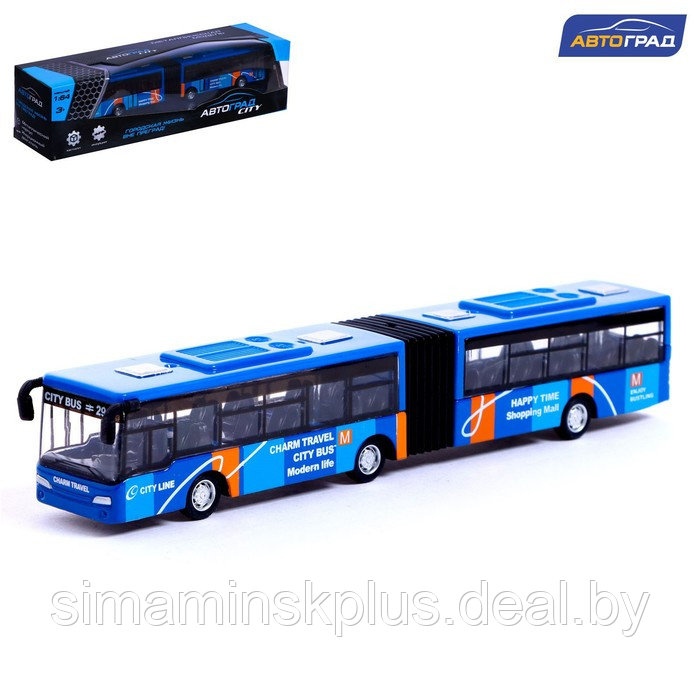 Автобус металлический «Городской транспорт», инерционный, масштаб 1:64, цвет синий - фото 1 - id-p219322633