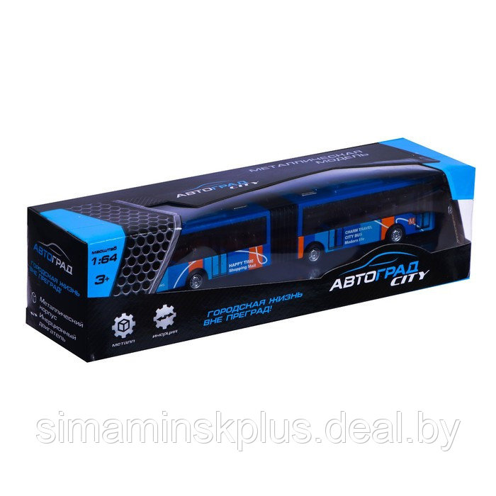 Автобус металлический «Городской транспорт», инерционный, масштаб 1:64, цвет синий - фото 4 - id-p219322633