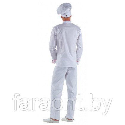 Куртка шеф-повара белая мужская с манжетом (отделка красный кант) - фото 2 - id-p219322690