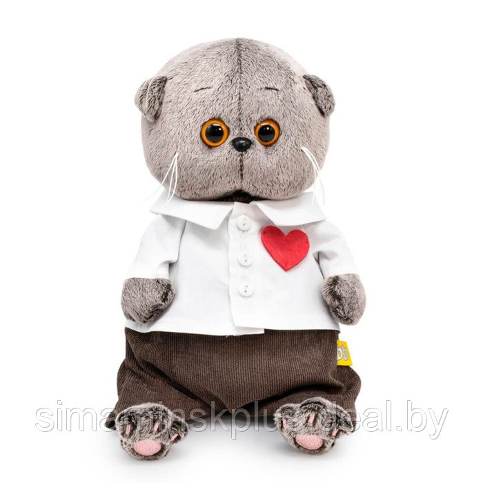 Мягкая игрушка "Басик BABY в рубашке с сердечком", 20 см BB-129 - фото 1 - id-p219322867