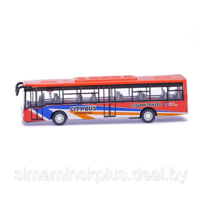 Автобус металлический «Междугородний», инерционный, масштаб 1:43, цвет красный - фото 2 - id-p219322631