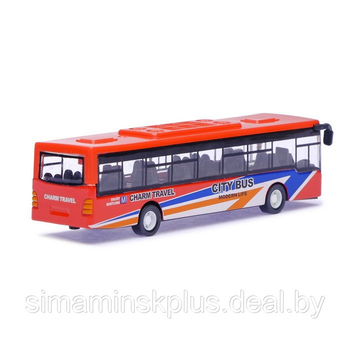 Автобус металлический «Междугородний», инерционный, масштаб 1:43, цвет красный - фото 3 - id-p219322631