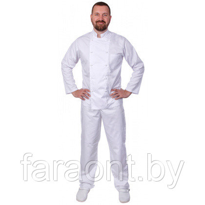 Куртка шеф-повара мужская длинный рукав спинка сетка белая - фото 1 - id-p219324212