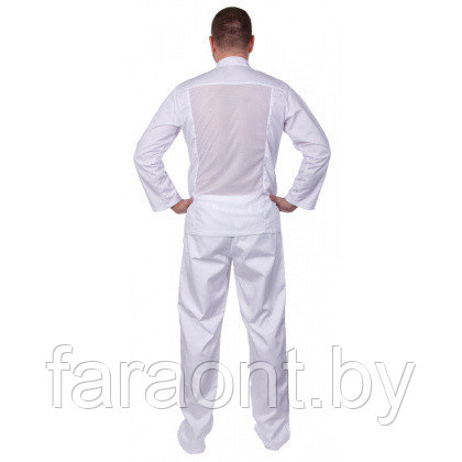 Куртка шеф-повара мужская длинный рукав спинка сетка белая - фото 2 - id-p219324212