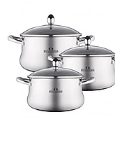 Набор посуды Bella Cucina 6 пр. арт.BC-2142   1,9л, 2,7л, 3,6л