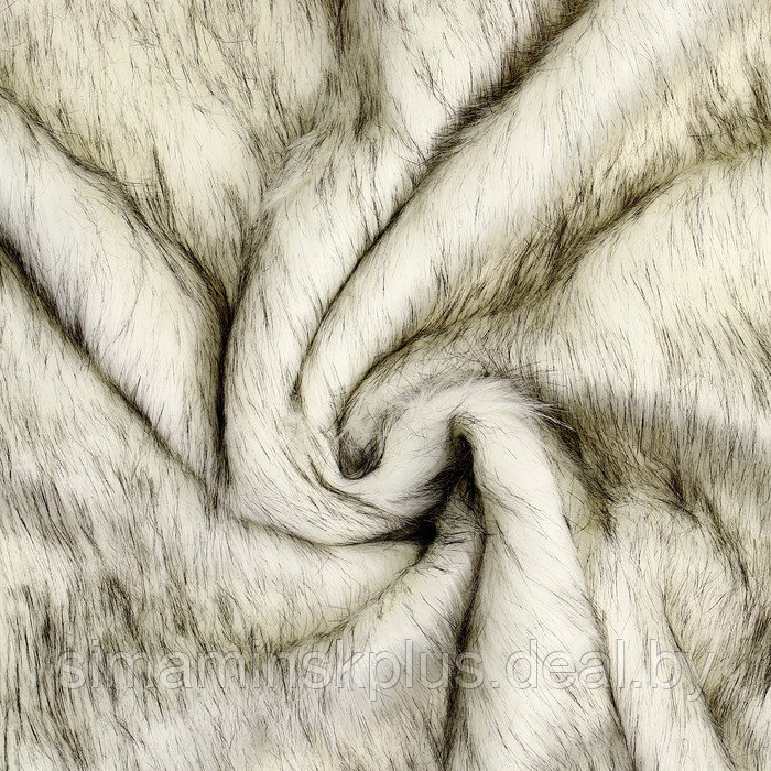 Лоскут Мех на трикотажной основе, 100*150см,цвет белый с серым - фото 1 - id-p219324471