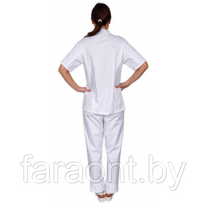 Куртка шеф-повара премиум белая рукав короткий женская (отделка черный кант) - фото 3 - id-p219327944