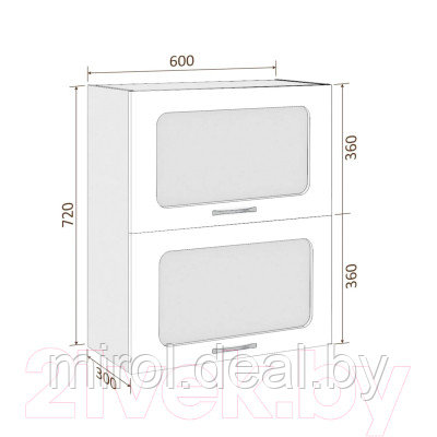 Шкаф навесной для кухни Кортекс-мебель Корнелия Мара ВШ60-2г2ст - фото 2 - id-p219328202