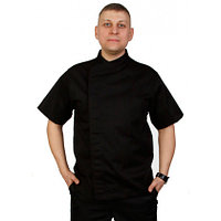 Куртка шеф-повара премиум черная рукав короткий мужская (отделка черный кант)