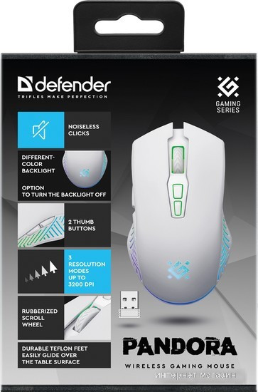 Игровая мышь Defender Pandora GM-502 (белый) - фото 4 - id-p219318906