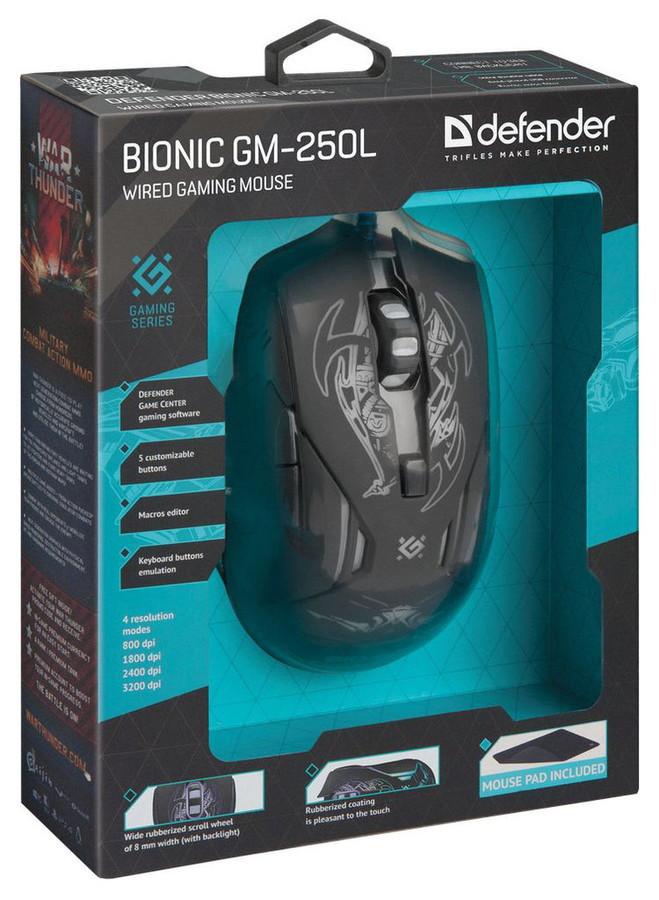 Игровая мышь Defender Bionic GM-250L - фото 2 - id-p219318918