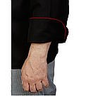 Куртка шеф-повара премиум черная рукав длинный с манжетом мужская (отделка боровый кант), фото 3