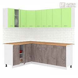 Кухня угловая Лира 1.5x2.2 м Зеленый - Оникс