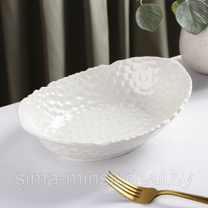 Блюдо керамическое овальное «Воздушность», 600 мл, цвет белый - фото 1 - id-p219335537