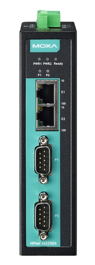 Переходник MOXA NPort IA5250A. 2 порта RS-232/422/485. 1 порт 10/100MBaseT(X). 1KV serial surge - фото 1 - id-p219346038