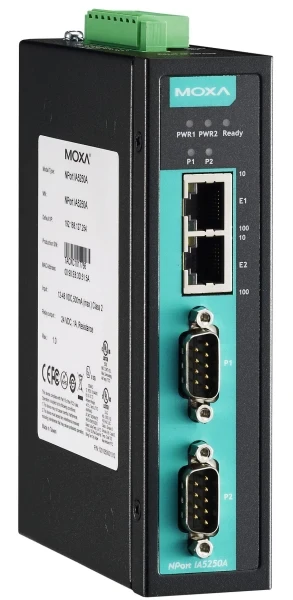 Переходник MOXA NPort IA5250A. 2 порта RS-232/422/485. 1 порт 10/100MBaseT(X). 1KV serial surge - фото 2 - id-p219346038