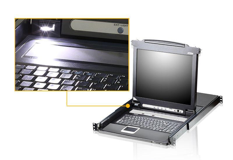 KVM-переключатель с ЖК-дисплеем ATEN CL5708M-ATA-RG 8-портовый. PS/2-USB. VGA. Single Rail - фото 4 - id-p219347258