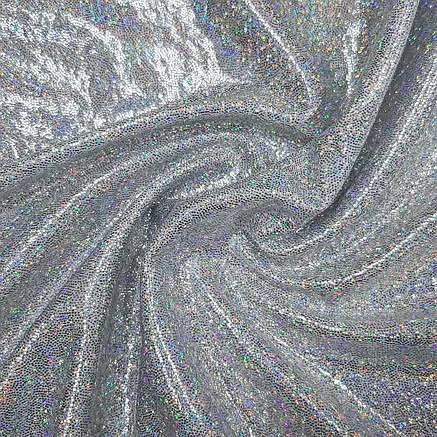 Ткань с голограммой цвет серебро (мелкий дизайн), фото 2