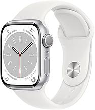 Умные часы Apple Watch Series 8 41 мм (алюминиевый корпус, серебристый/белый, спортивные силиконовые ремешки