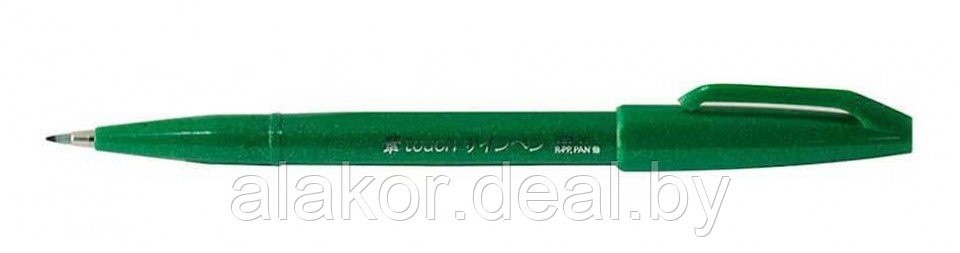 Маркер-кисть Pentel Brush Sign pen, 0.3мм, цвет зеленый, корпус зеленый - фото 1 - id-p219366150