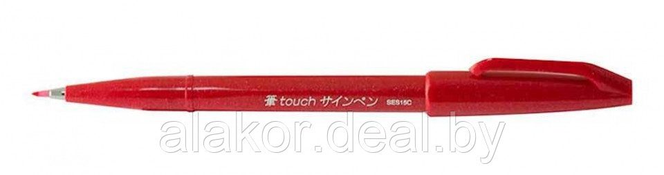 Маркер-кисть Pentel Brush Sign pen, 0.3мм, цвет красный, корпус красный - фото 1 - id-p219370268