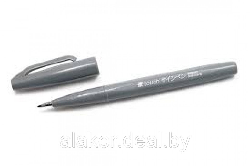 Маркер-кисть Pentel Brush Sign pen, 0.3мм, цвет серый, корпус серый - фото 1 - id-p219380103