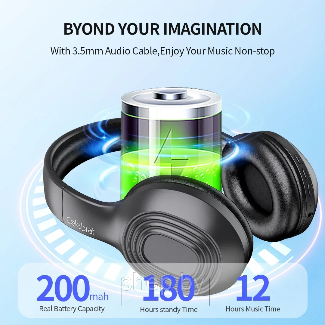 Беспроводные Bluetooth-наушники с микрофоном Celebrat A28 , 12 часов работы, цвет : синий, черный - фото 8 - id-p219391035