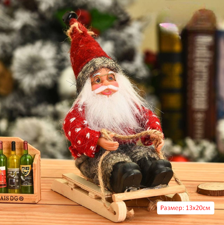 Фигурка Деда Мороза на санях, Санта-Клаус. Рождественский декор - фото 5 - id-p219402642