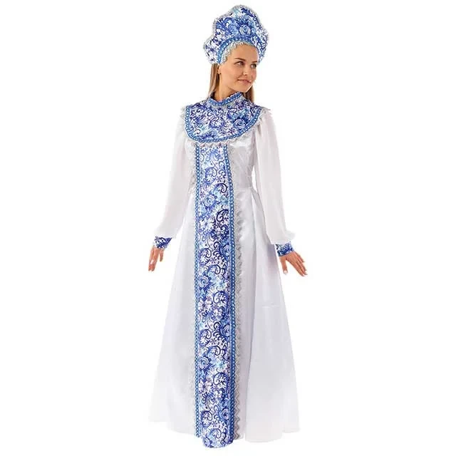 Карнавальный новогодний костюм для взрослых Снегурочка Елена 3018 к-20 Пуговка