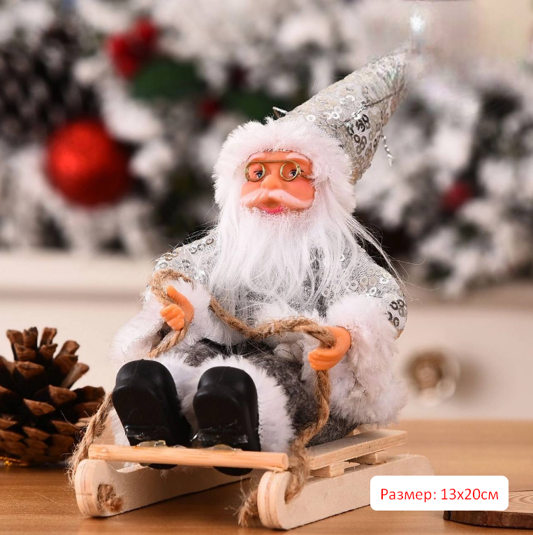 Фигурка Деда Мороза на санях, Санта-Клаус. Рождественский декор - фото 2 - id-p219403233