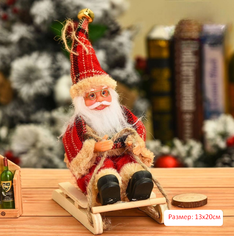 Фигурка Деда Мороза на санях, Санта-Клаус. Рождественский декор