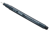 Маркер-кисть Pentel Pointliner, 0.3мм, цвет черный, корпус черный